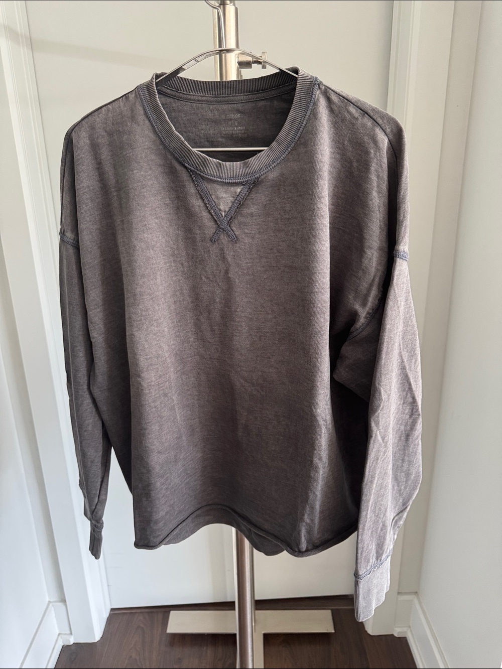 aerie Vintage Washed Gray Crewneck Sweatshirt